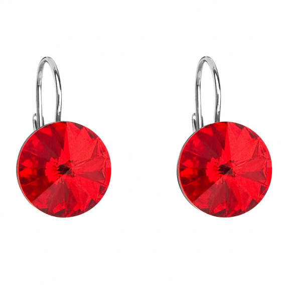 Obrázok pre Strieborné náušnice visiace s kryštálmi Swarovski červené okrúhle 31106.3