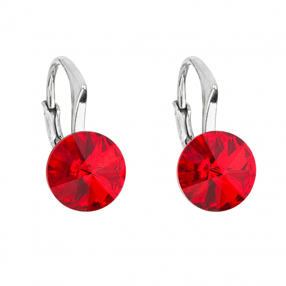 Obrázok pre Strieborné náušnice visiace s kryštálmi Swarovski červené okrúhle 31229.3