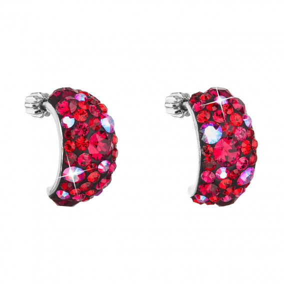 Obrázok pre Strieborné náušnice visiace s kryštálmi Swarovski červené polkruh 31164.3 cherry