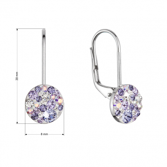 Obrázok pre Strieborné náušnice visiace s kryštálmi Swarovski fialové malé 31321.3 violet