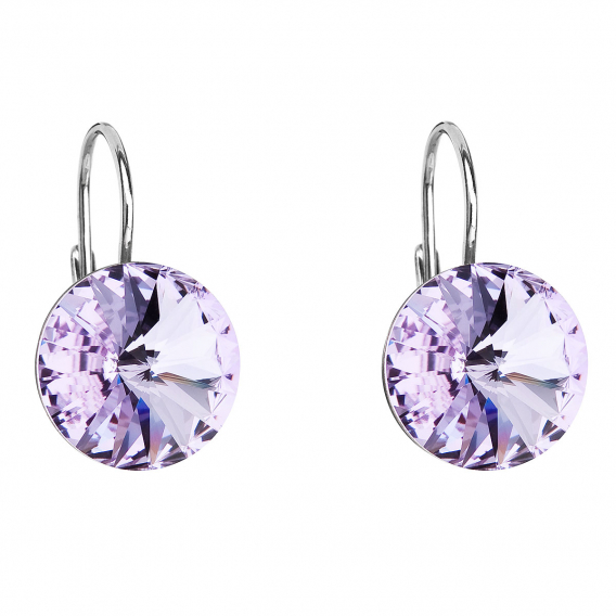Obrázok pre Strieborné náušnice visiace s kryštálmi Swarovski fialové okrúhle 31106.3 violet