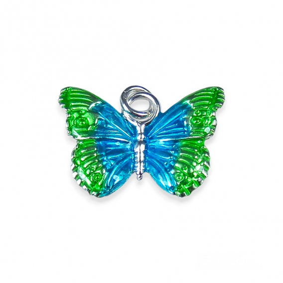 Obrázok pre Strieborný prívesok Motýľ modro-zelený