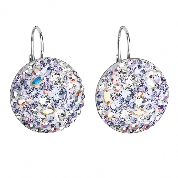 Obrázok pre Strieborné náušnice visiace s kryštálmi Swarovski fialové okrúhle 31161.3 violet