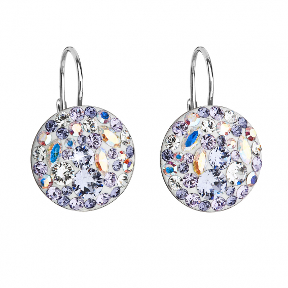 Obrázok pre Strieborné náušnice visiace s kryštálmi Swarovski fialové okrúhle 31176.3 violet