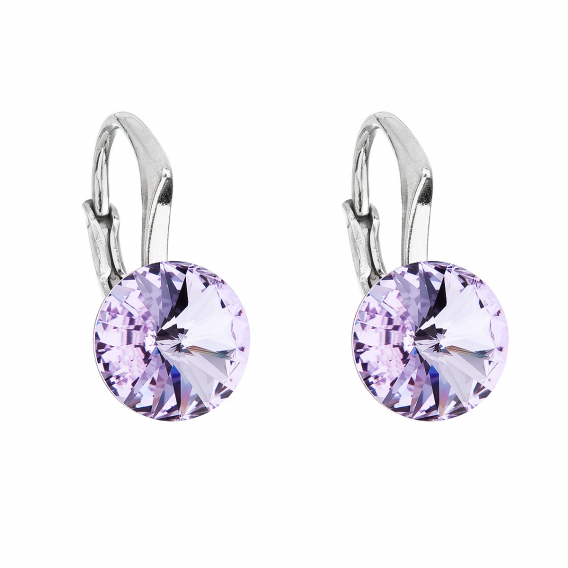 Obrázok pre Strieborné náušnice visiace s kryštálmi Swarovski fialové okrúhle 31229.3 violet