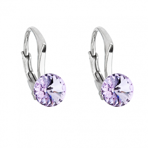 Obrázok pre Strieborné náušnice visiace s kryštálmi Swarovski fialové okrúhle 31230.3 violet
