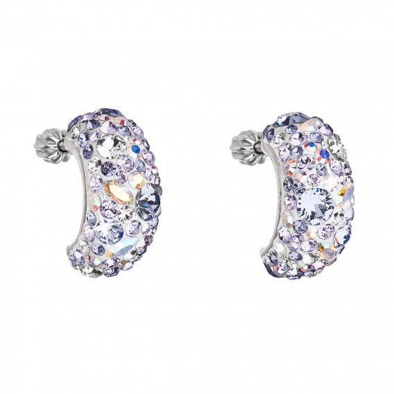 Obrázok pre Strieborné náušnice visiace s kryštálmi Swarovski fialový polkruh 31164.3