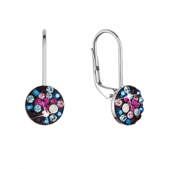 Obrázok pre Strieborné náušnice visiace s kryštálmi Swarovski mix farieb malé 31321.4 galaxy