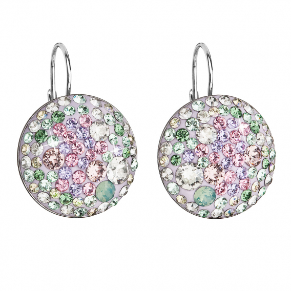 Obrázok pre Strieborné náušnice visiace s kryštálmi Swarovski mix farieb okrúhle 31161.3 sakura