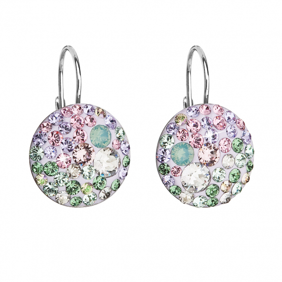 Obrázok pre Strieborné náušnice visiace s kryštálmi Swarovski mix farieb okrúhle 31176.3 sakura