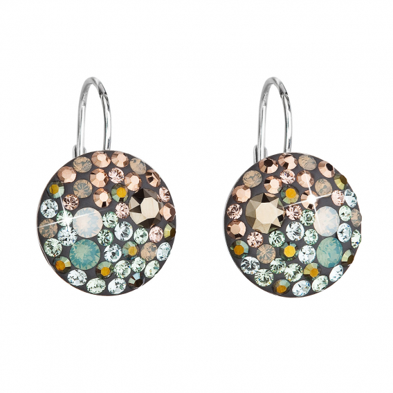 Obrázok pre Strieborné náušnice visiace s kryštálmi Swarovski mix farieb okrúhle 31176.4 chameleón