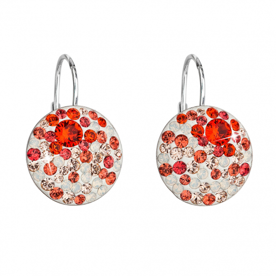 Obrázok pre Strieborné náušnice visiace s kryštálmi Swarovski mix farieb oranžová okrúhle 31176.3 sunset