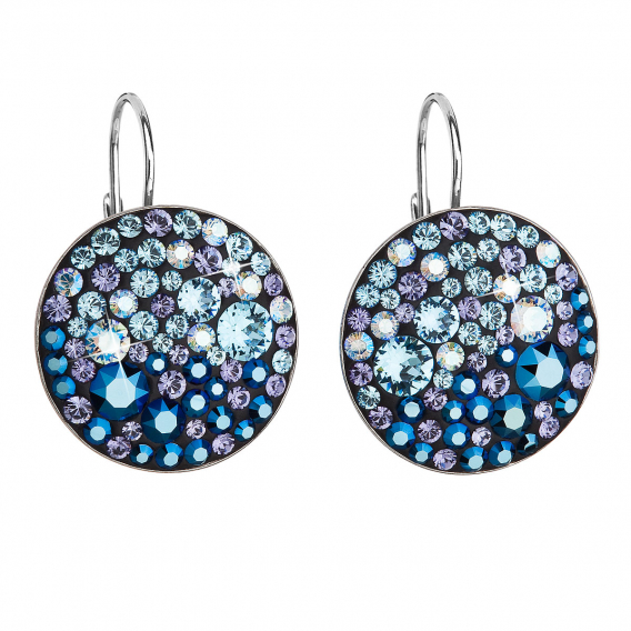 Obrázok pre Strieborné náušnice visiace s kryštálmi Swarovski modré okrúhle 31161.3 blue style