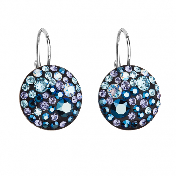 Obrázok pre Strieborné náušnice visiace s kryštálmi Swarovski modré okrúhle 31176.3 blue style