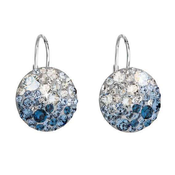 Obrázok pre Strieborné náušnice visiace s kryštálmi Swarovski modré okrúhle 31176.3 ice blue