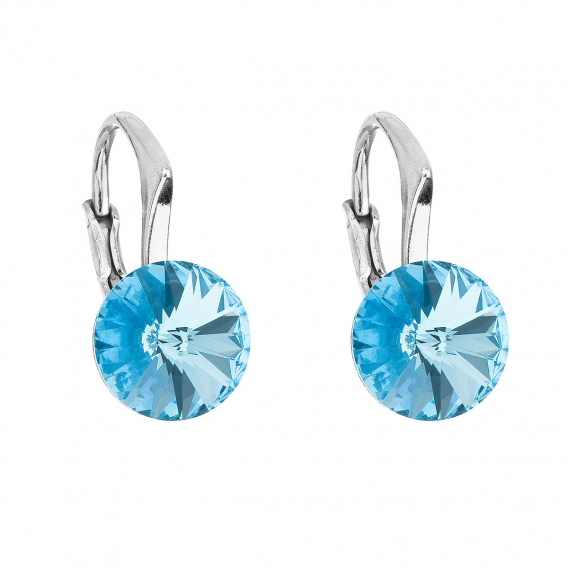 Obrázok pre Strieborné náušnice visiace s kryštálmi Swarovski modré okrúhle 31229.3 aqua