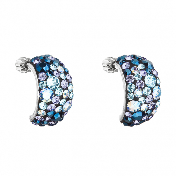 Obrázok pre Strieborné náušnice visiace s kryštálmi Swarovski modré polkruh 31164.3 blue style