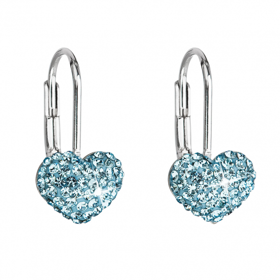 Obrázok pre Strieborné náušnice visiace s kryštálmi Swarovski modré srdce 31125.3