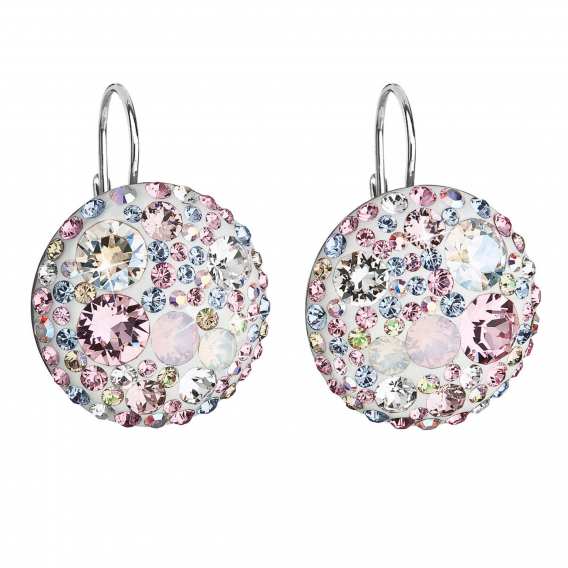 Obrázok pre Strieborné náušnice visiace s kryštálmi Swarovski ružové okrúhle 31161.3
