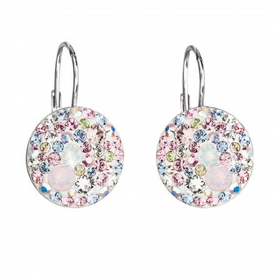 Obrázok pre Strieborné náušnice visiace s kryštálmi Swarovski ružové okrúhle 31176.3