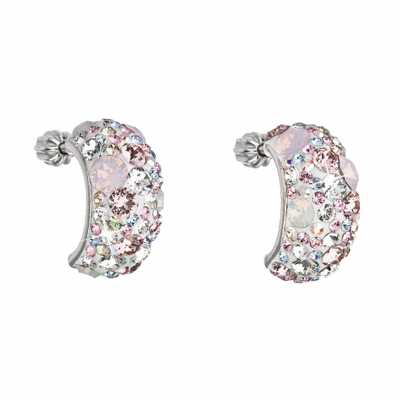 Obrázok pre Strieborné náušnice visiace s kryštálmi Swarovski ružový polkruh 31164.3