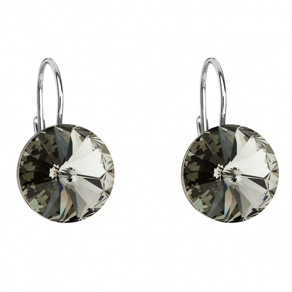 Obrázok pre Strieborné náušnice visiace s kryštálmi Swarovski sivé okrúhle 31106.3