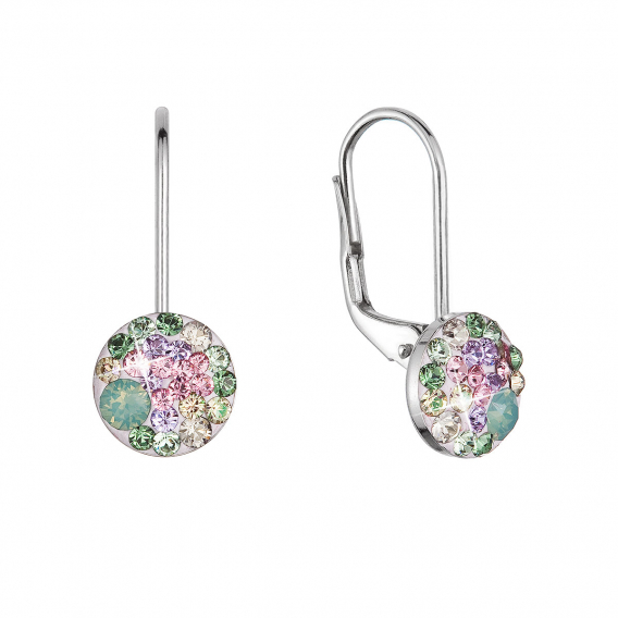Obrázok pre Strieborné náušnice visiace s kryštálmi Swarovski zelené malé 31321.3 sakura