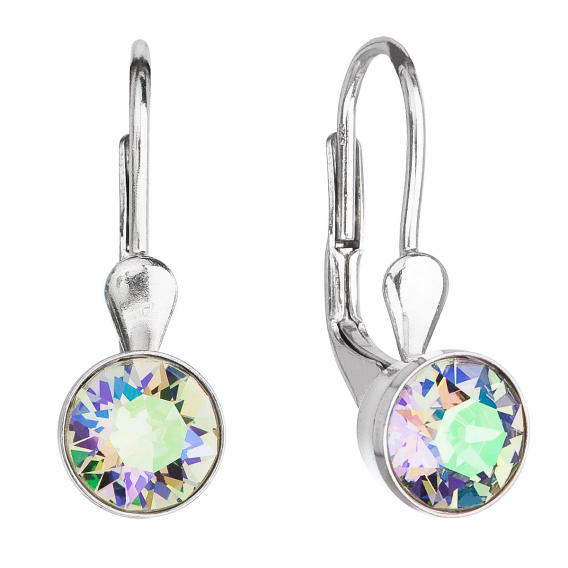Obrázok pre Strieborné náušnice visiace s kryštálmi Swarovski zelené okrúhle 31112.5