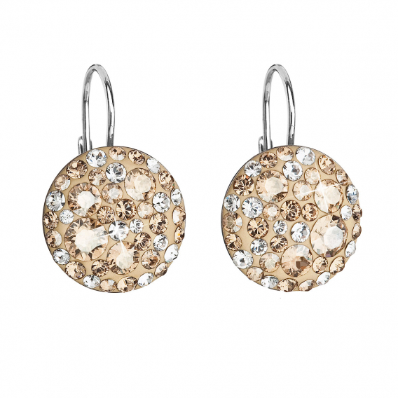 Obrázok pre Strieborné náušnice visiace s kryštálmi Swarovski zlaté okrúhle 31176.5 gold