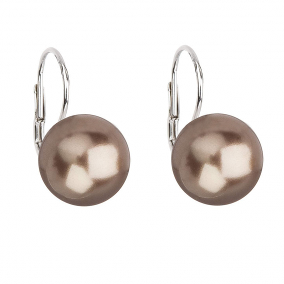 Obrázok pre Strieborné náušnice visiace s perlou bronzové okrúhle 31144.3 bronze