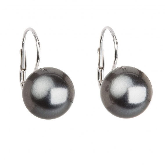 Obrázok pre Strieborné náušnice visiace s perlou tmavo šedou okrúhle 31144.3 dark grey