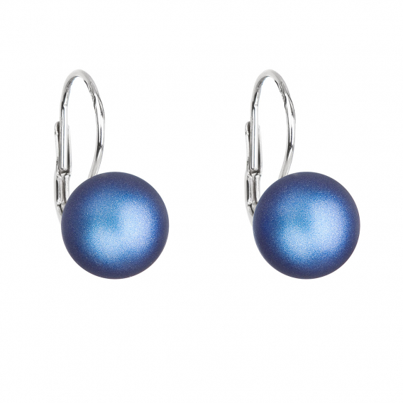 Obrázok pre Strieborné náušnice visiace s tmavo modrou matnou Swarovski perlou 31143.3