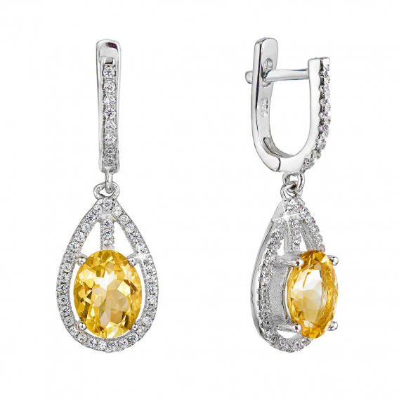 Obrázok pre Strieborné náušnice visiace slzy so žltým zirkónom 11480.3 citrine