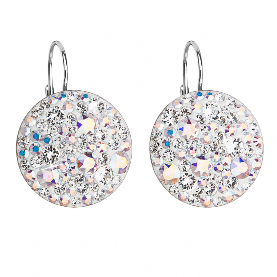Obrázok pre Strieborné náušnice visiace so Swarovski kryštálmi ab efekt okrúhle 31161.2