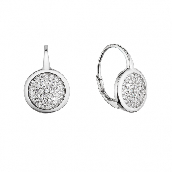 Obrázok pre Strieborné náušnice visiace so zirkónmi biele okrúhle 11454.1