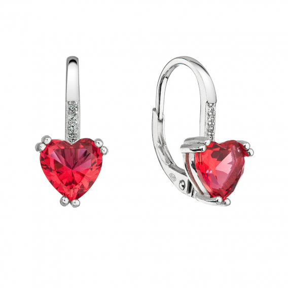 Obrázok pre Strieborné náušnice visiace so zirkónmi ružové srdiečko 11409.3 rose