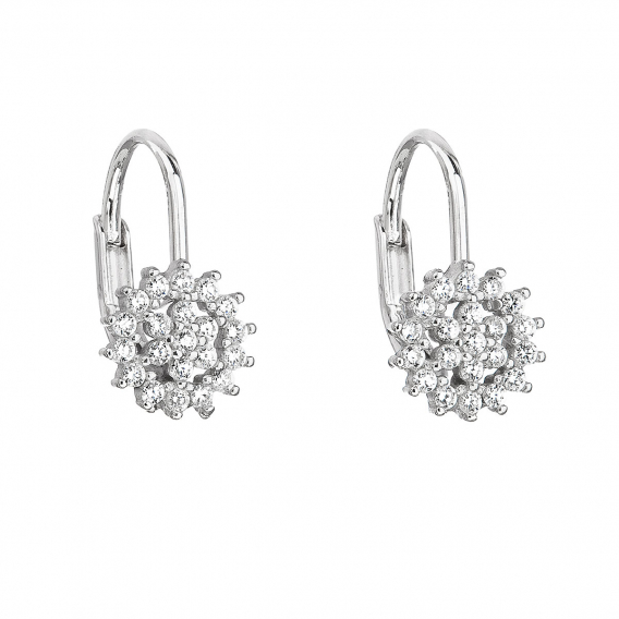 Obrázok pre Strieborné náušnice visiace so zirkónom biela kvietka 11217.1