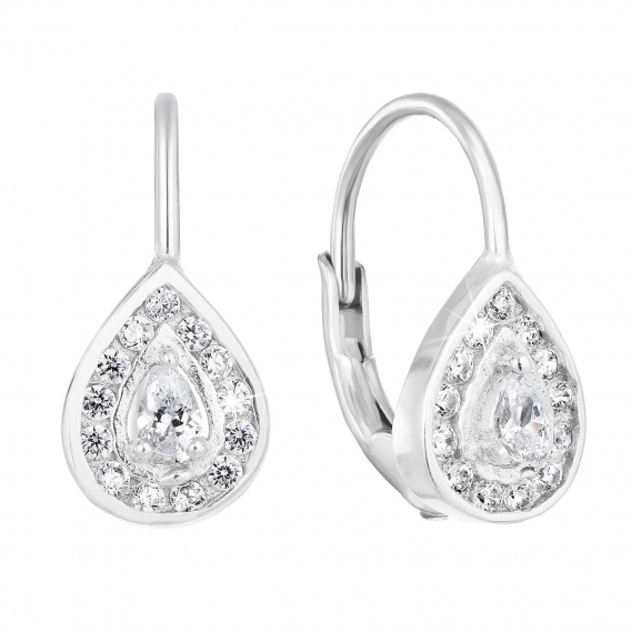 Obrázok pre Strieborné náušnice visiace so zirkónom biela slza 11221.1