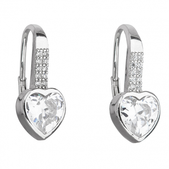 Obrázok pre Strieborné náušnice visiace so zirkónom biele srdce 11169.1