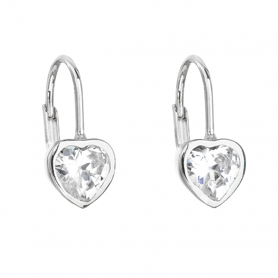 Obrázok pre Strieborné náušnice visiace so zirkónom biele srdce 11185.1