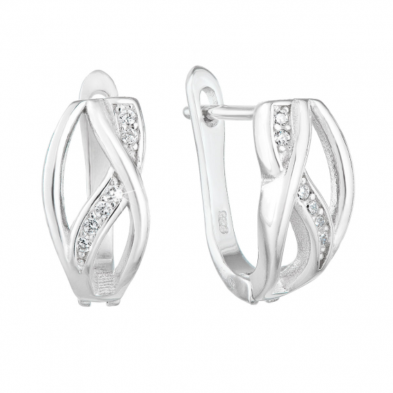 Obrázok pre Strieborné náušnice visiace so zirkónom biely polkruh 11243.1