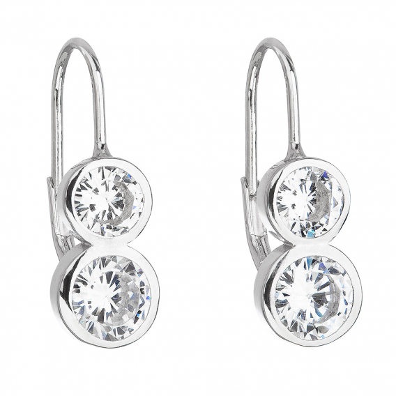 Obrázok pre Strieborné náušnice visiace so zirkónom v bielej farbe 11170.1