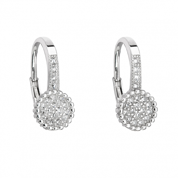 Obrázok pre Strieborné náušnice visiace so zirkónom v bielej farbe 11191.1