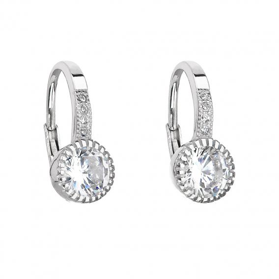 Obrázok pre Strieborné náušnice visiace so zirkónom v bielej farbe 11201.1