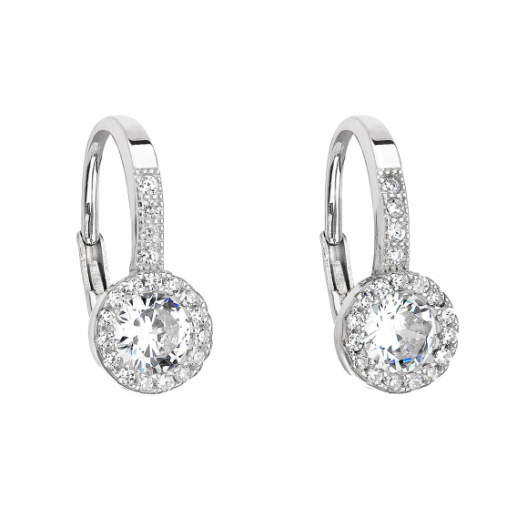 Obrázok pre Strieborné náušnice visiace so zirkónom v bielej farbe 11202.1
