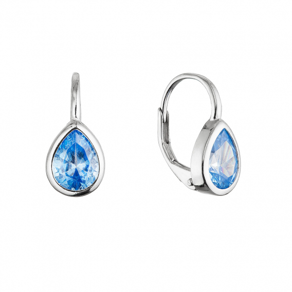 Obrázok pre Strieborné visiace náušnice kvapky modré 11651.3