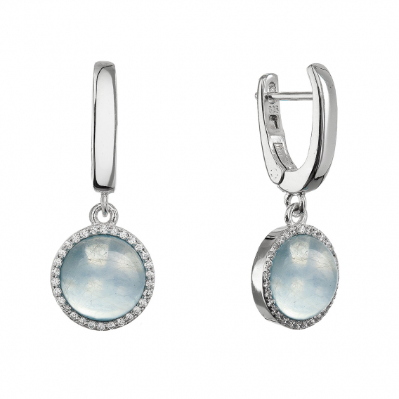 Obrázok pre Strieborné visiace náušnice s akvamarínom 11734.3