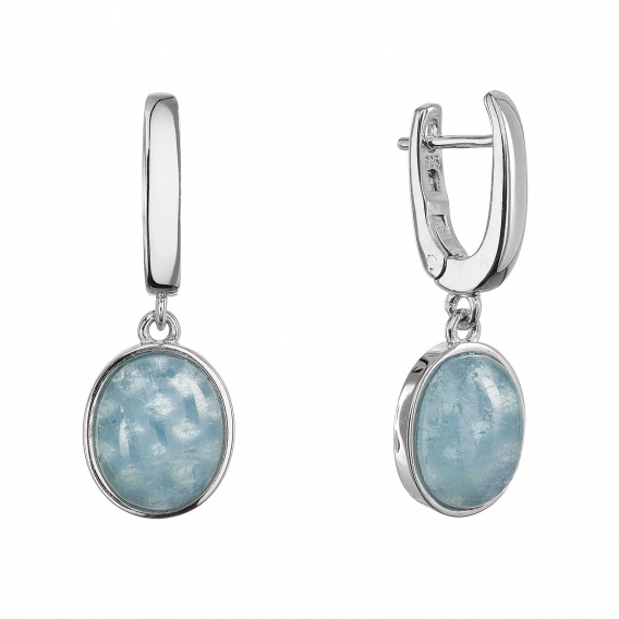 Obrázok pre Strieborné visiace náušnice s akvamarínom 11737.3