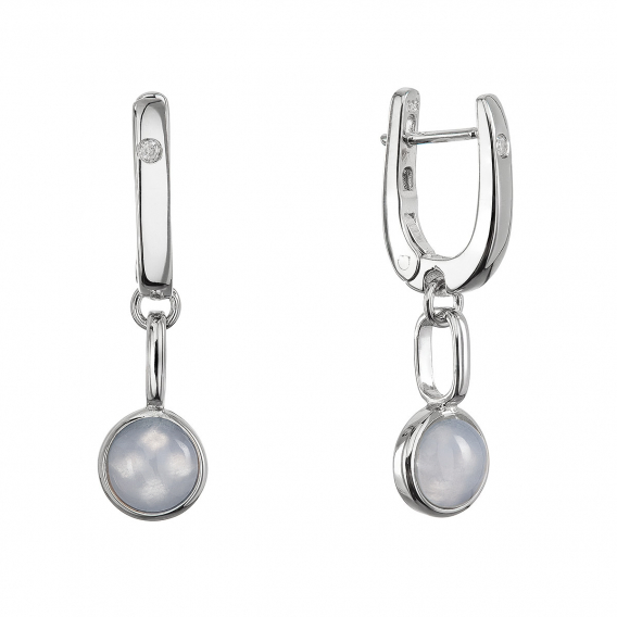 Obrázok pre Strieborné visiace náušnice s čipkovaným achátom 11736.3