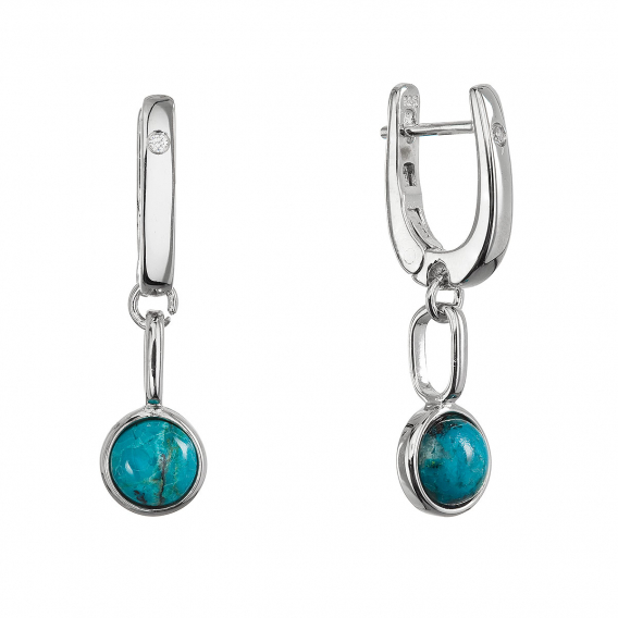 Obrázok pre Strieborné visiace náušnice s chryzokolom 11736.3